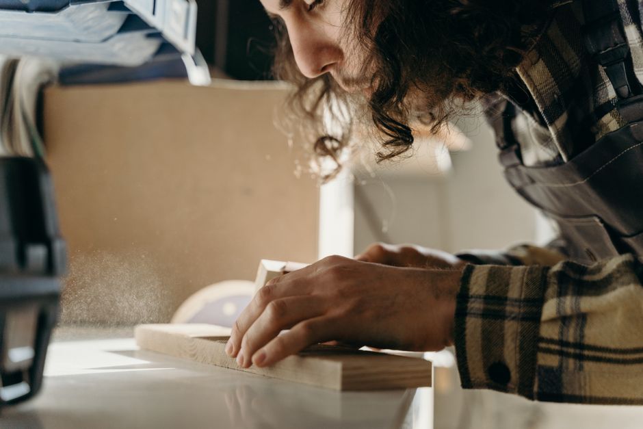 Craftsman building handmade furniture