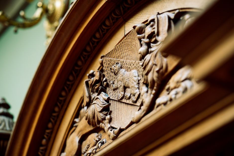 Details of a custom dining table